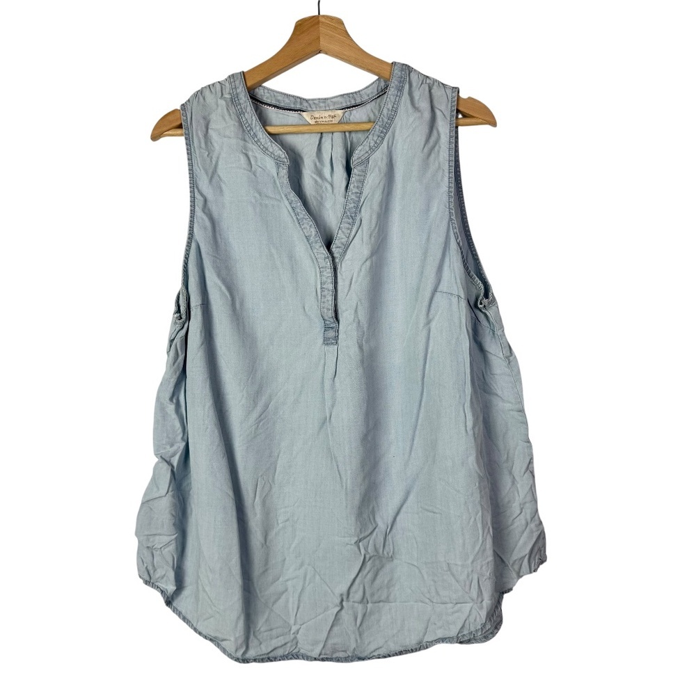 Denim by F&F Blue Chambray Sleeveless Blouse 16
